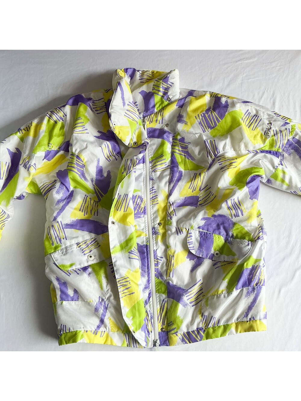 Vintage Fila Magic Line Abstract 90s Pattern Puffer Jacket Women's XL